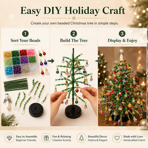 DIY Beaded Tabletop Christmas Tree Craft Kit, Seasonal Handmade Mini Lighted Ornament, Multi-theme Desktop Decoration, Creative Holiday Gift for Craft Lovers