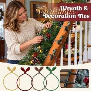Pine Cone Christmas Garland Ties, Reusable Flexible Decor Twist Ties for Stair Banister, Wreath & Holiday Home Decor, 5 Pack