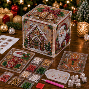 DIY Diamond Art Cube Box | 6-Sided Acrylic Diamond Painting Storage Box, Holiday Handmade Craft Kit for Christmas & Halloween Decor, Unique Handmade Gift for Adults & Kids