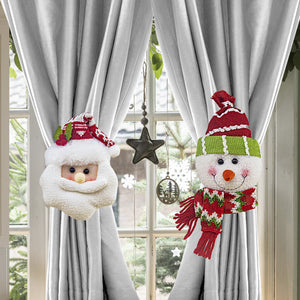 Festive Santa Snowman Plush Curtain Tieback | Christmas Window Home Decoration