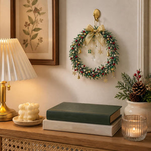 DIY Beaded Christmas Wreath Kit, Mini Elegant Handmade Christmas Wreath Craft Set for Wall Door Decor, Holiday Gift for Craft Lovers