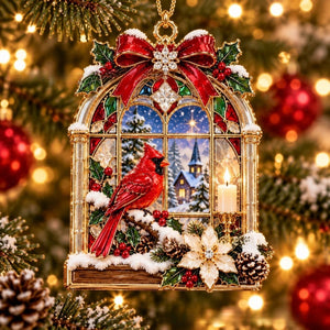 Red Cardinal Christmas Ornaments Set, Luxury Rhinestone Hanging Decorations for Christmas Tree, Family Holiday Decor & Gift