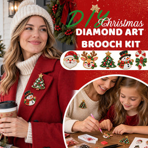 6Pcs DIY Christmas Diamond Art Brooch Kit, Handmade Rhinestone Pin Holiday Craft Gift