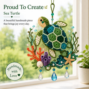 DIY Crochet Ocean Suncatcher Complete Kit | Handmade Window Hanging Craft Set for Beginners