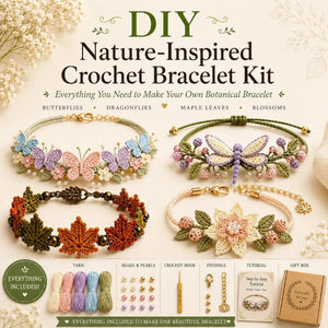 DIY Nature‑Inspired Crochet Bracelet Making Kit for Beginners, Complete Supplies with Yarn, Beads, Hook and Instruction, Handmade Botanical Bracelet DIY Craft Set, Ideal Hand‑Made Gift for Women, Teens and Craft‑Lovers