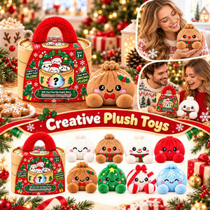 Christmas Mystery Dumpling Plush Toy, Cute Collectible Surprise Blind Box Plush with Steamer Gift Box, Holiday Stuffer Gift for Kids & Plush Lovers