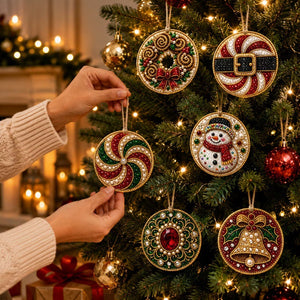 DIY Christmas Diamond Art Ornament Kit, Multiple Shapes Hanging Decor for Xmas Tree, Holiday DIY Craft & Handmade Gift