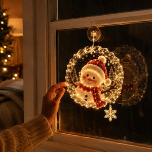 Christmas Window Hanging Lights, Premium Acrylic LED Suction Cup Decor Light, Festive Ornament for Holiday Home Decor & Christmas Gift