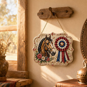 DIY Western Bead Art Wall Plaque - Horse, Cowboy Boot & Horseshoe Hanging Decor