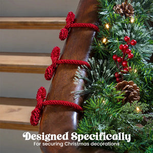 Pine Cone Christmas Garland Ties, Reusable Flexible Decor Twist Ties for Stair Banister, Wreath & Holiday Home Decor, 5 Pack