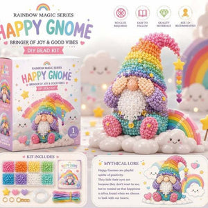 Gnome DIY Bead Kit, No‑Glue Hand‑Beading Craft Set, Premium Materials with Complete Accessories & Easy‑Follow Guide, Handmade Gnome Ornament as Warm Gift for Adults & Teens Age 12+