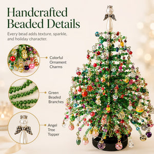 DIY Beaded Tabletop Christmas Tree Craft Kit, Seasonal Handmade Mini Lighted Ornament, Multi-theme Desktop Decoration, Creative Holiday Gift for Craft Lovers