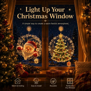 Christmas Window Hanging Lights, Premium Acrylic LED Suction Cup Decor Light, Festive Ornament for Holiday Home Decor & Christmas Gift
