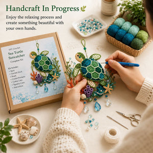 DIY Crochet Ocean Suncatcher Complete Kit | Handmade Window Hanging Craft Set for Beginners