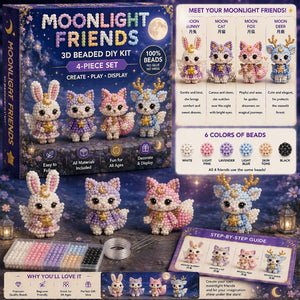 3D Beaded DIY Craft Kit, 4-in-1 No Glue Handmade Ornament Making Set for Kids & Adults, Creative Gift & Home Decor