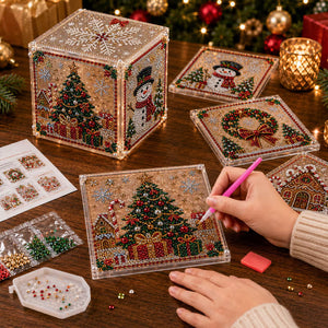 DIY Diamond Art Cube Box | 6-Sided Acrylic Diamond Painting Storage Box, Holiday Handmade Craft Kit for Christmas & Halloween Decor, Unique Handmade Gift for Adults & Kids