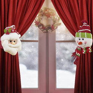 Festive Santa Snowman Plush Curtain Tieback | Christmas Window Home Decoration
