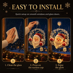 Christmas Window Hanging Lights, Premium Acrylic LED Suction Cup Decor Light, Festive Ornament for Holiday Home Decor & Christmas Gift