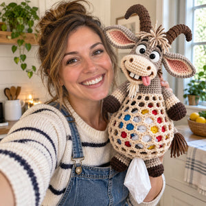 Cute Animal Crochet Bag Holder DIY Kit | Wall Mount Plastic Grocery Bag Storage Net, Handmade Craft Gift