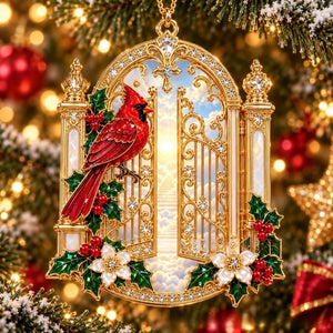 Red Cardinal Christmas Ornaments Set, Luxury Rhinestone Hanging Decorations for Christmas Tree, Family Holiday Decor & Gift