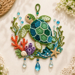 DIY Crochet Ocean Suncatcher Complete Kit | Handmade Window Hanging Craft Set for Beginners