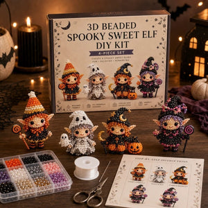 3D Beaded Elf DIY Craft Kit, 4 Pack Handmade Bead Elf Ornament Set