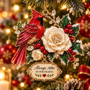 Red Cardinal Christmas Ornaments Set, Luxury Rhinestone Hanging Decorations for Christmas Tree, Family Holiday Decor & Gift