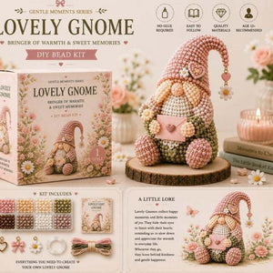 Gnome DIY Bead Kit, No‑Glue Hand‑Beading Craft Set, Premium Materials with Complete Accessories & Easy‑Follow Guide, Handmade Gnome Ornament as Warm Gift for Adults & Teens Age 12+