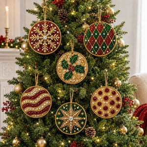 DIY Christmas Diamond Art Ornament Kit, Multiple Shapes Hanging Decor for Xmas Tree, Holiday DIY Craft & Handmade Gift