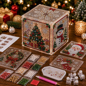 DIY Diamond Art Cube Box | 6-Sided Acrylic Diamond Painting Storage Box, Holiday Handmade Craft Kit for Christmas & Halloween Decor, Unique Handmade Gift for Adults & Kids