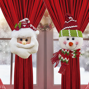 Festive Santa Snowman Plush Curtain Tieback | Christmas Window Home Decoration