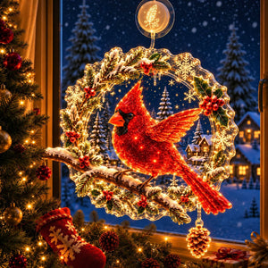 Christmas Window Hanging Lights, Premium Acrylic LED Suction Cup Decor Light, Festive Ornament for Holiday Home Decor & Christmas Gift
