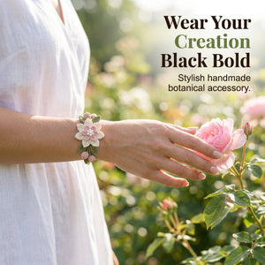 DIY Nature‑Inspired Crochet Bracelet Making Kit for Beginners, Complete Supplies with Yarn, Beads, Hook and Instruction, Handmade Botanical Bracelet DIY Craft Set, Ideal Hand‑Made Gift for Women, Teens and Craft‑Lovers