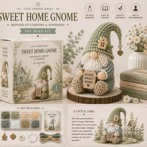 Gnome DIY Bead Kit, No‑Glue Hand‑Beading Craft Set, Premium Materials with Complete Accessories & Easy‑Follow Guide, Handmade Gnome Ornament as Warm Gift for Adults & Teens Age 12+