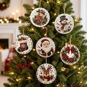 DIY Christmas Diamond Art Ornament Kit, Multiple Shapes Hanging Decor for Xmas Tree, Holiday DIY Craft & Handmade Gift