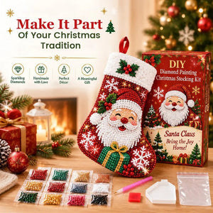 DIY Diamond Painting Christmas Stocking Kit | Complete Handmade Craft Supplies for Christmas Home Decor