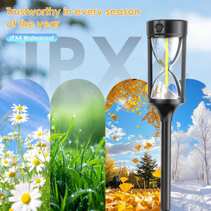 Quntis Hourglass Solar Pathway Lights, Decorative Warm Glow IP65 Waterproof Lighting, Modern Landscape Stakes for Garden and Walkway