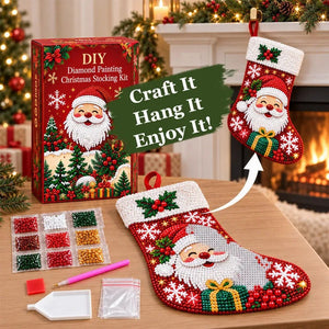 DIY Diamond Painting Christmas Stocking Kit | Complete Handmade Craft Supplies for Christmas Home Decor