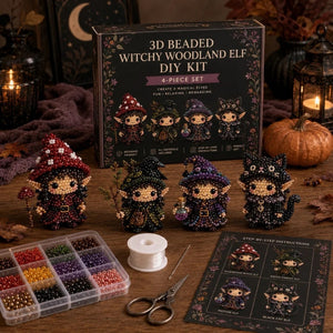 3D Beaded Elf DIY Craft Kit, 4 Pack Handmade Bead Elf Ornament Set