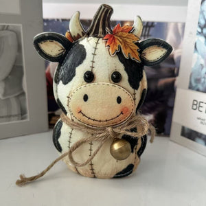 Fall Farm Animal Pumpkin Felt Ornament, Cute Cow Pig Chicken Pumpkin Figurine for Thanksgiving Harvest Home Decor & Gift