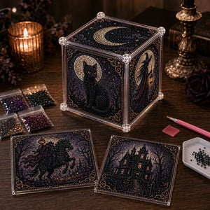 DIY Diamond Art Cube Box | 6-Sided Acrylic Diamond Painting Storage Box, Holiday Handmade Craft Kit for Christmas & Halloween Decor, Unique Handmade Gift for Adults & Kids