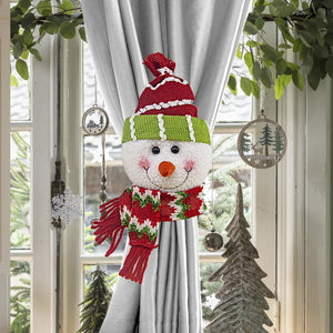 Festive Santa Snowman Plush Curtain Tieback | Christmas Window Home Decoration