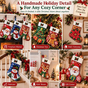 DIY Diamond Painting Christmas Stocking Kit | Complete Handmade Craft Supplies for Christmas Home Decor