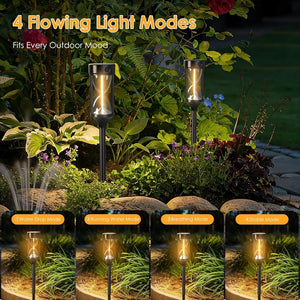 Quntis Hourglass Solar Pathway Lights, Decorative Warm Glow IP65 Waterproof Lighting, Modern Landscape Stakes for Garden and Walkway