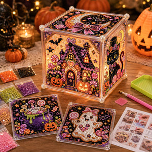 DIY Diamond Art Cube Box | 6-Sided Acrylic Diamond Painting Storage Box, Holiday Handmade Craft Kit for Christmas & Halloween Decor, Unique Handmade Gift for Adults & Kids