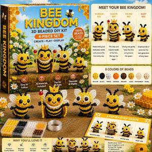 3D Beaded DIY Craft Kit, 4-in-1 No Glue Handmade Ornament Making Set for Kids & Adults, Creative Gift & Home Decor