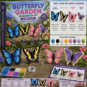 3D Beaded DIY Craft Kit, 4-in-1 No Glue Handmade Ornament Making Set for Kids & Adults, Creative Gift & Home Decor
