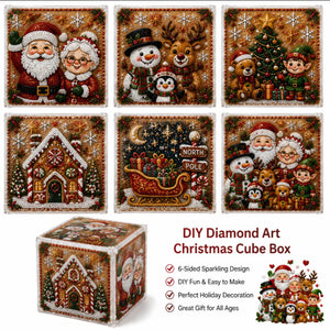 DIY Diamond Art Cube Box | 6-Sided Acrylic Diamond Painting Storage Box, Holiday Handmade Craft Kit for Christmas & Halloween Decor, Unique Handmade Gift for Adults & Kids