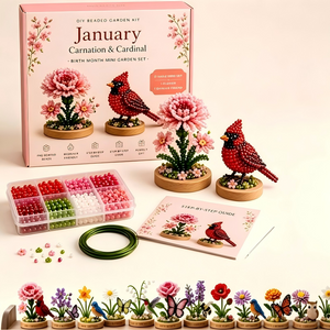 DIY Beaded Flower & Animal Craft Kit, Handmade Beading Ornament Making Set for Birthday Gift & Home Decor