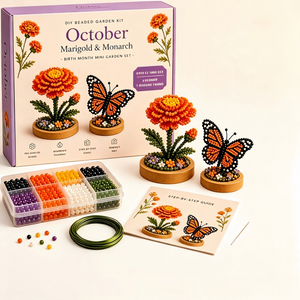 DIY Beaded Flower & Animal Craft Kit, Handmade Beading Ornament Making Set for Birthday Gift & Home Decor